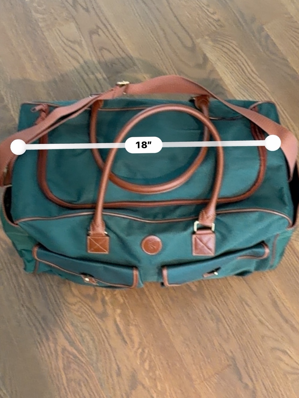 Vintage Polo Ralph Lauren Green Canvas Leather Trim 2-Piece Duffle Weekender Tra - Picture 9 of 9